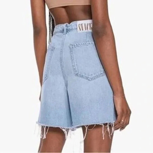 Mother Snacks Double Pleated Fun Dip Short Fray Denim Shorts. Sz: 25 - Picture 2 of 13